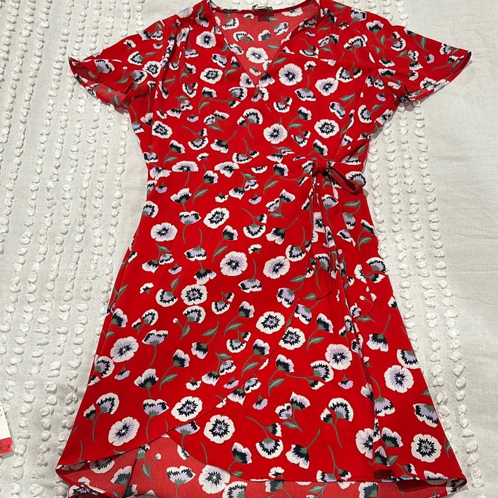 J. Crew Red Flutter Sleeve Mini Dress